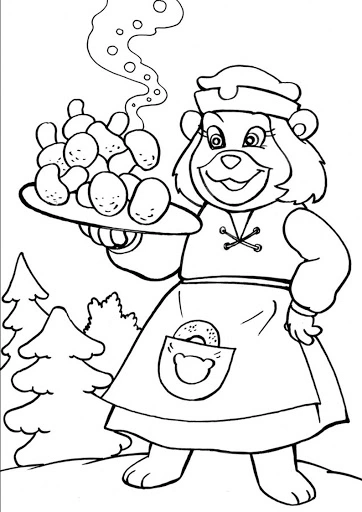 Bunia with mushrooms coloring page